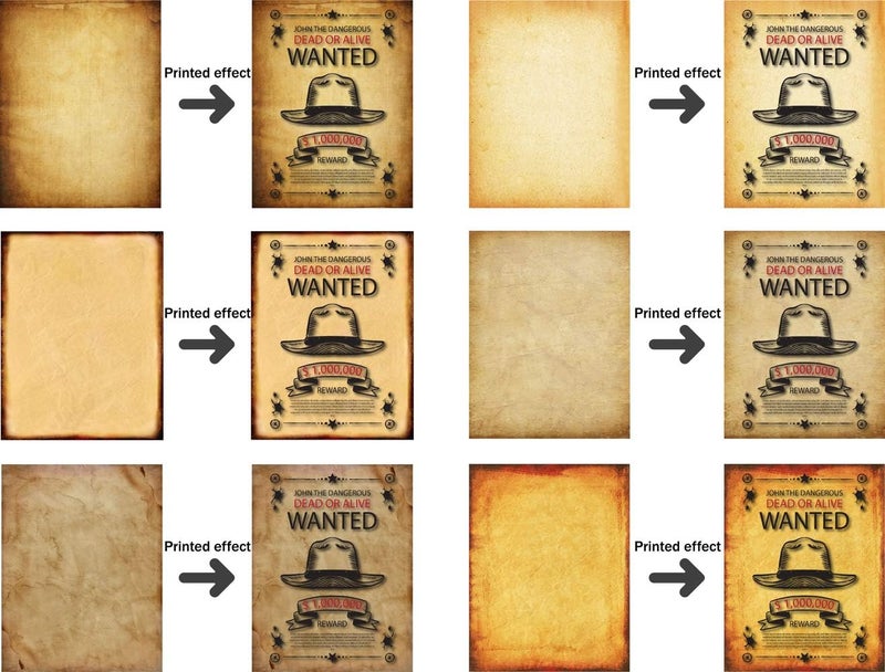 Kidepoch 60 Pack Antique Stationery Paper - Old Fashion Aged Classic Vintage Assorted Design – Double-side Parchment Paper - Perfect for Certificate, Crafting, Invitations & other Art Projects - 8.5x11 Inches - Image 3